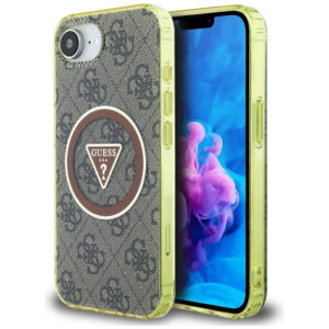 Guess MagSafe dėklas iPhone 16e – rudas