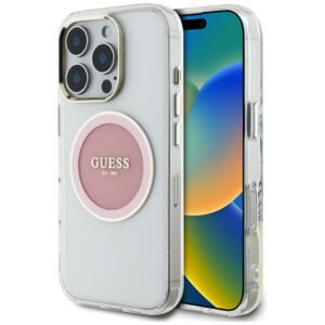 Guess MagSafe dėklas iPhone 16 Pro Max – rožinis
