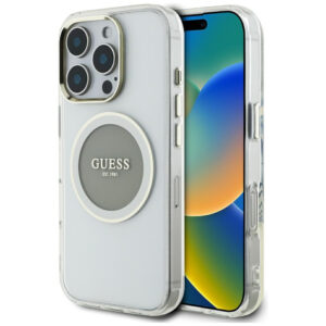 Guess MagSafe dėklas iPhone 16 Pro Max – pilkas
