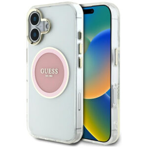 Guess MagSafe dėklas iPhone 16 – rožinis