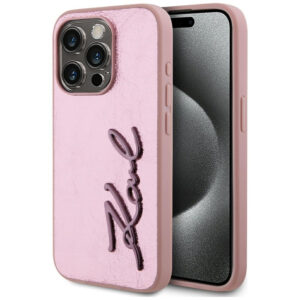 Karl Lagerfeld dėklas iPhone 15 Pro Max – rožinis