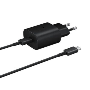 Samsung 25W EP-TA800EBE USB-C sieninis įkroviklis su Samsung EP-DA705BBE USB-C / USB-C laidu (Replacement Pack) - juodas