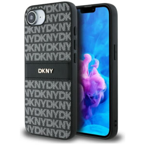 DKNY Mono Stripe dėklas iPhone 16e – juodas