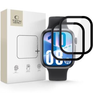 Tech-Protect Glass Flex+ apsauginis stiklas Huawei Watch Fit 3/4 – juodas (2 vnt.) -- Huawei Watch Fit 3 / Huawei Watch Fit 4