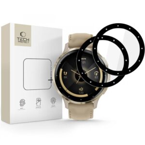 Tech-Protect Glass Flex+ hibridinis stiklas Garmin Venu 3S – juodas (2 vnt.) -- Garmin Venu 3S