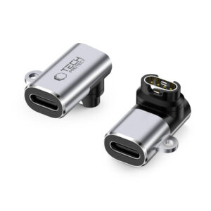 Tech-Protect Ultraboost USB-C kampo adapteris, skirtas Garmin laikrodžiui – pilkas -- USB Adapters