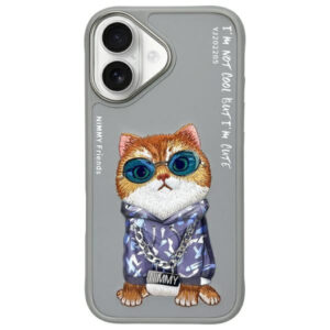 Nimmy Glasses Cool Cat dėklas iPhone 16 – pilkas