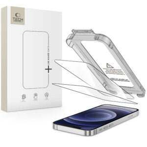 Tech-Protect Quick Set+ grūdintas stiklas iPhone 12/12 Pro (2 vnt.) – juodas -- iPhone 12