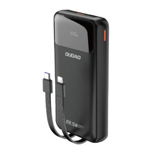 Dudao Išorinė baterija K15Pro 20000mAh 22.5W PD USB-C / USB-A / integruoti Lightning ir USB-C laidai - juodas