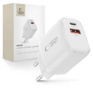 Tech-Protect NCA20 PD 20W QC3.0 USB-A / USB-C sieninis įkroviklis - baltas -- Cell phone chargers
