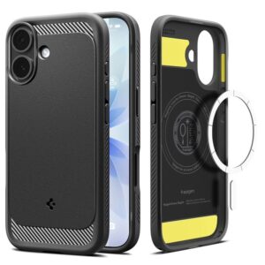 Spigen Rugged Armor MagSafe dėklas iPhone 17 – matinis juodas