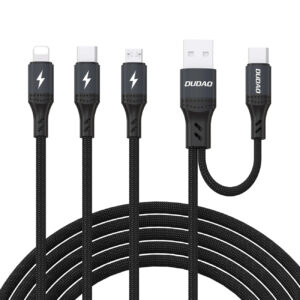 Dudao Laidas L3W USB-A/USB-C to Lightning/USB-C/MicroUSB 66W - juodas