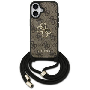 Guess 4G Didelis logotipo laido tvirtinimo dėklas, skirtas iPhone 17 - Brown