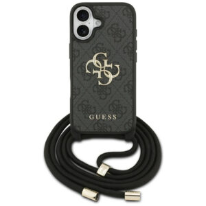 Guess 4G Didelis logotipo laido tvirtinimo dėklas, skirtas iPhone 17 - Black