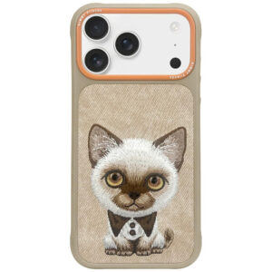 Nimmy Big Eyed Pet 2.0 Kačių dėklas, skirtas iPhone 17 Pro Max – smėlio spalvos