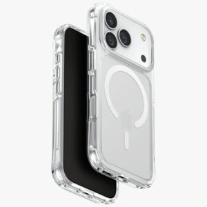 Uniq MagClick dėklas iPhone 17 Pro – skaidrus, blizgus