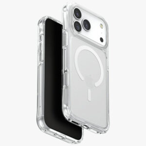 Uniq MagClick dėklas iPhone 17 Pro Max – skaidrus, su blizgučiais
