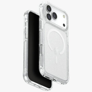 Uniq MagClick dėklas iPhone 17 Pro Max – skaidrus, su blizgučiais