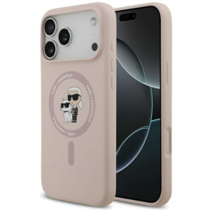 Karl Lagerfeld silikoninis MagSafe dėklas iPhone 17 Pro Max – rožinis