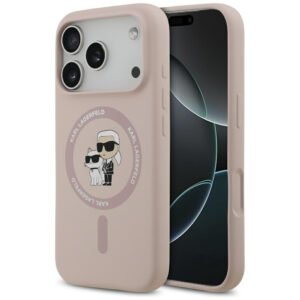 Karl Lagerfeld silikoninis MagSafe dėklas iPhone 17 Pro – rožinis