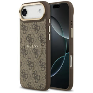 Guess 4G PU Klasikinis logotipas MagSafe Dėklas, skirtas iPhone 17 Air - ruda