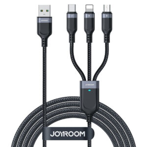 Joyroom Laidas S-A18 3in1 3.5A USB-A - Lightning+USB-C+MicroUSB 1.2m juodas