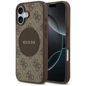 Guess 4G Circle Classic Logo MagSafe dėklas iPhone 17 - rudas