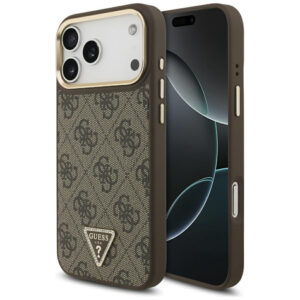 Guess 4G Triangle Logo MagSafe dėklas iPhone 17 Pro Max - Ruda ir Auksinė -- iPhone 17 Pro Max