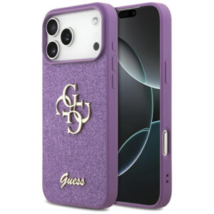 Guess blizgus dėklas iPhone 17 Pro Max – alyvinis