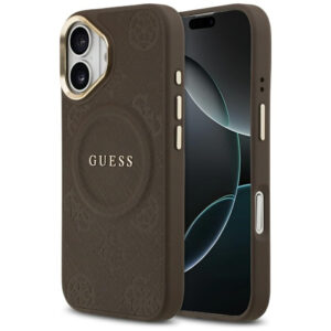 Guess Peony Hot Stamp MagSafe Dėklas, skirtas iPhone 17 - rudas