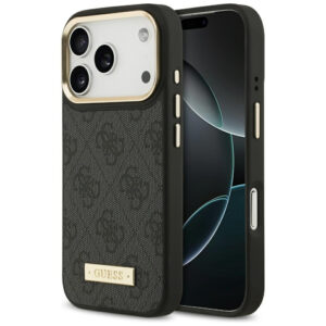 Guess 4G Logo Plate MagSafe dėklas iPhone 17 Pro - juodas -- iPhone 17 Pro