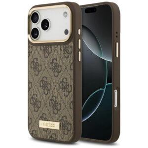 Guess 4G Logo Plate MagSafe dėklas iPhone 17 Pro Max - rudas -- iPhone 17 Pro Max