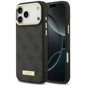 Guess 4G Logo Plate MagSafe dėklas iPhone 17 Pro Max - juodas -- iPhone 17 Pro Max