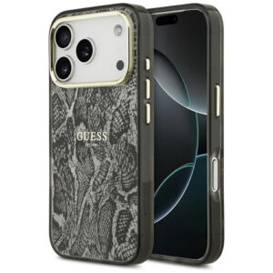 Guess Python Pattern MagSafe dėklas, skirtas iPhone 17 Pro – Juodas -- iPhone 17 Pro
