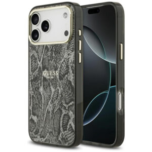 Guess Python Pattern MagSafe dėklas, skirtas iPhone 17 Pro Max – Juodas -- iPhone 17 Pro Max