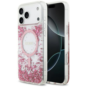 Guess Resin Bottom Glitter MagSafe dėklas iPhone 17 Pro Max - Rožinė -- iPhone 17 Pro Max