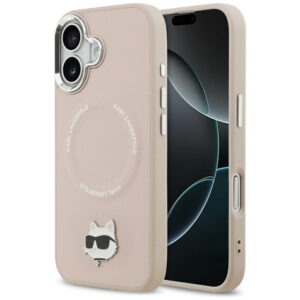 Karl Lagerfeld Choupette Pin MagSafe dėklas iPhone 17 - Pink