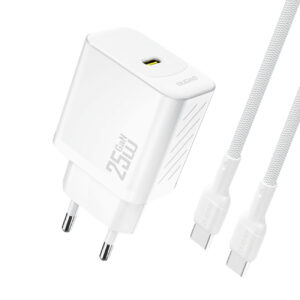 Dudao sieninis įkroviklis A27CEU PD 25W GaN SB-C su USB-C laidu - baltas