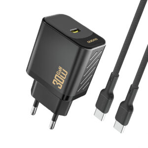 Dudao sieninis įkroviklis A27PCEU PD 30W GaN USB-C su USB-C laidu - juodas