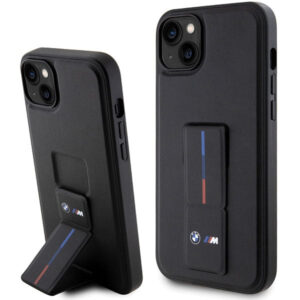 BMW Grip Stand Hot Stamp dėklas iPhone 14/15/13 – juodas