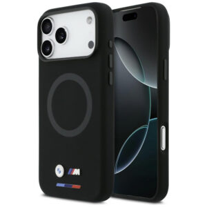 BMW M silikoninis MagSafe dėklas iPhone 17 Pro Max – juodas