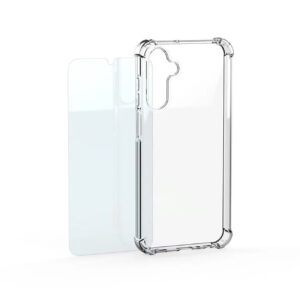 Samsung by Mobeen skaidrus dangtelis + grūdinto stiklo rinkinys, skirtas Samsung Galaxy S26 - Transparent