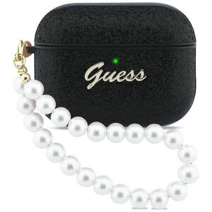 Guess Blizgantis perlų dirželis skirtas AirPods Pro 3 - Black
