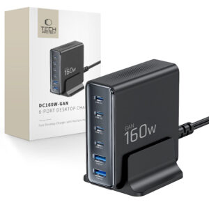 Tech-Protect sieninis įkroviklis DC160W-GAN 6-Port 160W - juodas -- Cell phone chargers