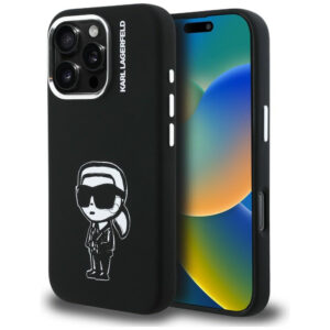 Karl Lagerfeld Silikoninis Karl Sketch MagSafe Dėklas, skirtas iPhone 16 Pro Max - juodas