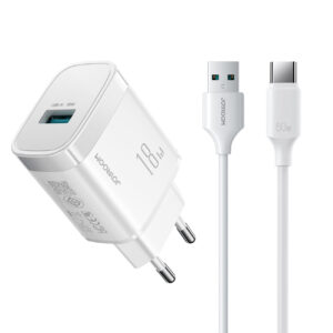 Joyroom JR-TF4 18W sieninis įkroviklis su 3A USB-A - USB-C 1m laidu - baltas
