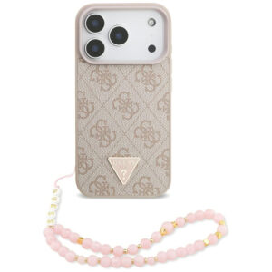 Guess 4G Trikampio dirželio logotipas MagSafe Dėklas, skirtas iPhone 17 Pro – rožinis