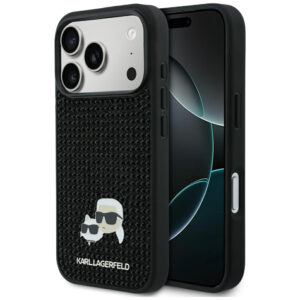 Karl Lagerfeld kalnų krištolas Karl&Choupette Pin Dėklas, skirtas iPhone 17 Pro - Black