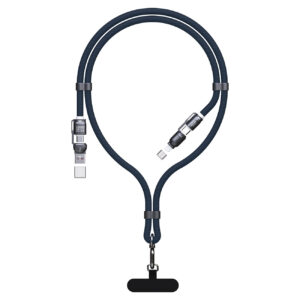 Dudao L20Max 65W 4-in-1 laidas su dirželiu USB-C į USB-C su Lightning ir USB-A adapteriais - Mėlynas -- Cell phone cables