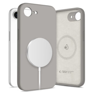 Tech-Protect Silikoninis MagSafe Dėklas, skirtas iPhone 16e / 17e - pilkas -- iPhone 16e / iPhone 17e